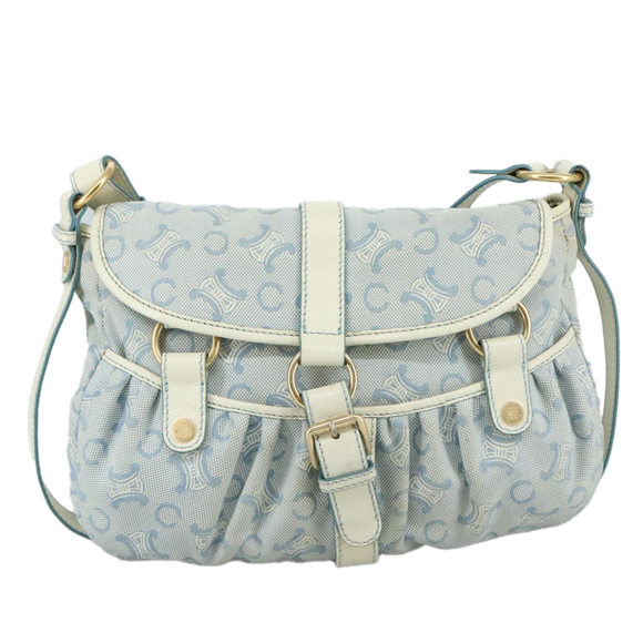 CELINE C Macadam Canvas Shoulder Bag Light Blue Auth 107709 - Picture 13 of 16